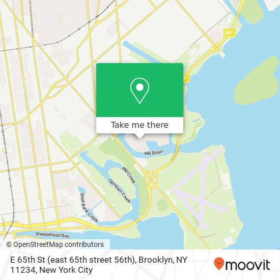 Mapa de E 65th St (east 65th street 56th), Brooklyn, NY 11234