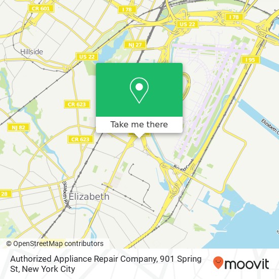 Mapa de Authorized Appliance Repair Company, 901 Spring St