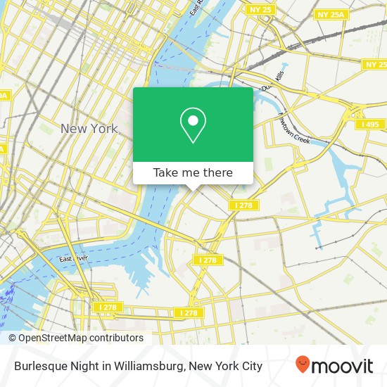 Burlesque Night in Williamsburg map