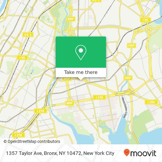Mapa de 1357 Taylor Ave, Bronx, NY 10472