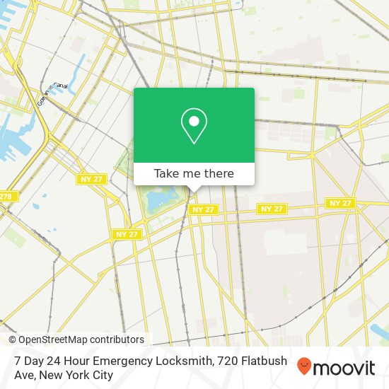 Mapa de 7 Day 24 Hour Emergency Locksmith, 720 Flatbush Ave