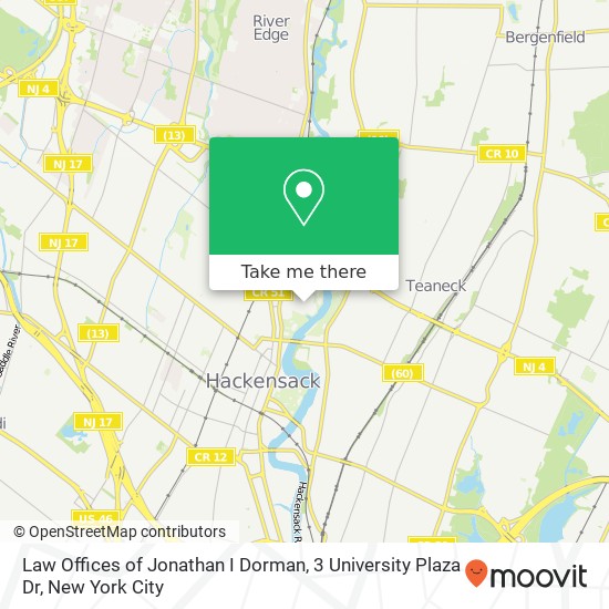 Mapa de Law Offices of Jonathan I Dorman, 3 University Plaza Dr