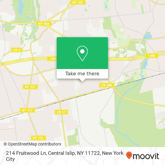 Mapa de 214 Fruitwood Ln, Central Islip, NY 11722