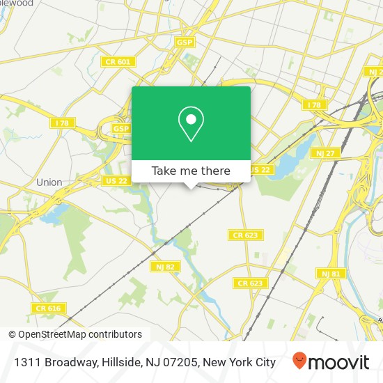 Mapa de 1311 Broadway, Hillside, NJ 07205