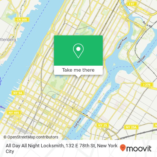 Mapa de All Day All Night Locksmith, 132 E 78th St