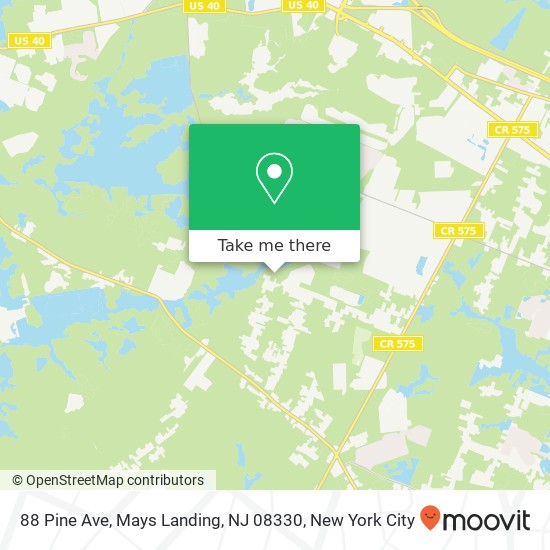 Mapa de 88 Pine Ave, Mays Landing, NJ 08330