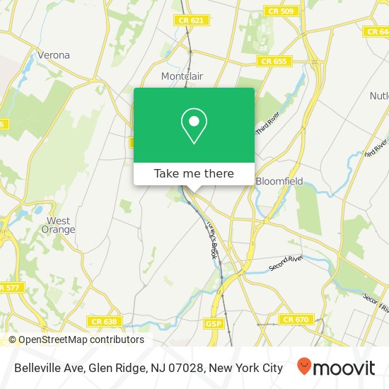 Belleville Ave, Glen Ridge, NJ 07028 map