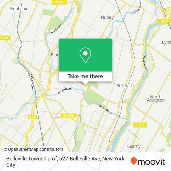Mapa de Belleville Township of, 527 Belleville Ave