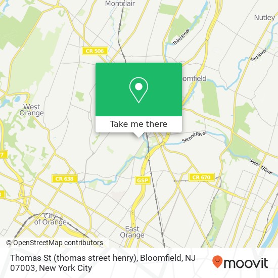 Mapa de Thomas St (thomas street henry), Bloomfield, NJ 07003