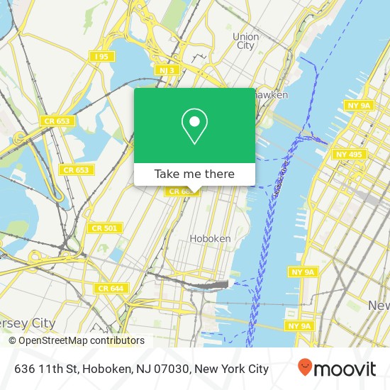 Mapa de 636 11th St, Hoboken, NJ 07030