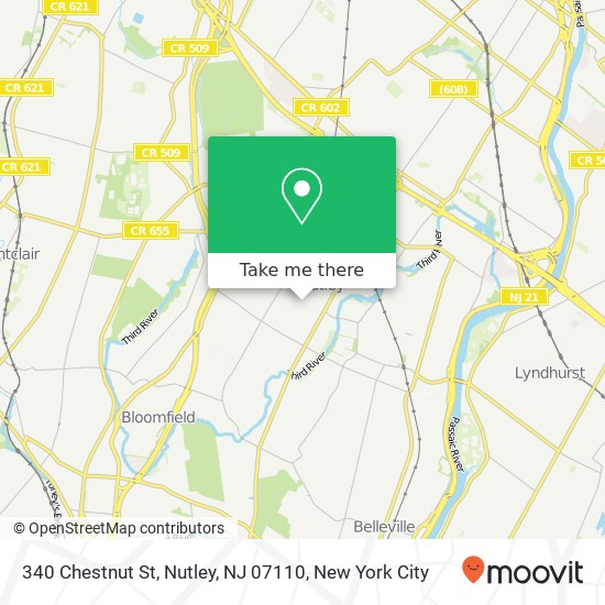 Mapa de 340 Chestnut St, Nutley, NJ 07110