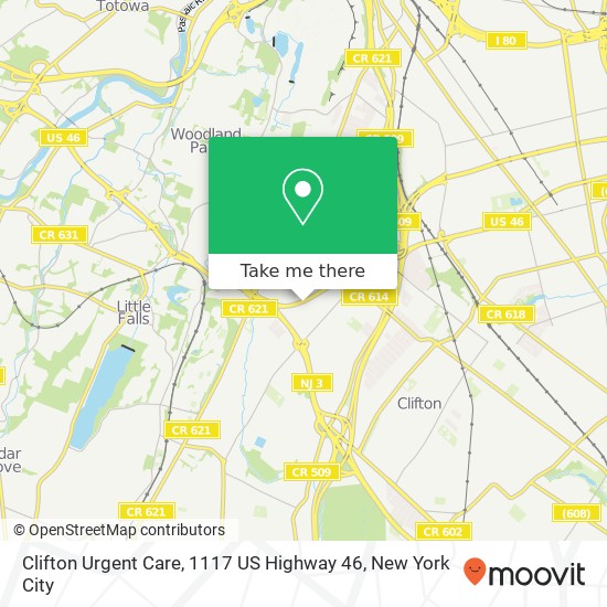 Clifton Urgent Care, 1117 US Highway 46 map