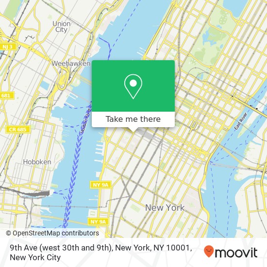 Mapa de 9th Ave (west 30th and 9th), New York, NY 10001