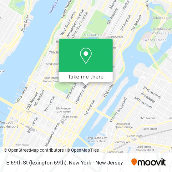 E 69th St (lexington 69th) map