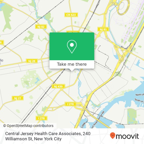 Mapa de Central Jersey Health Care Associates, 240 Williamson St