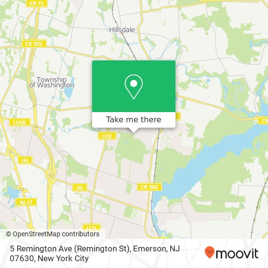 Mapa de 5 Remington Ave (Remington St), Emerson, NJ 07630