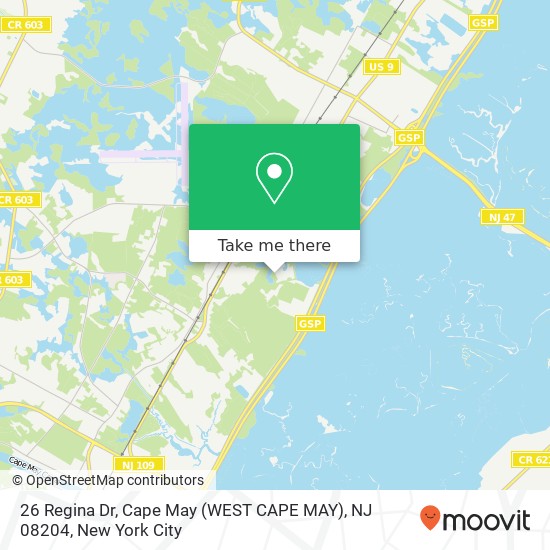 Mapa de 26 Regina Dr, Cape May (WEST CAPE MAY), NJ 08204