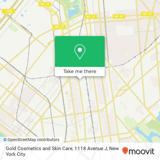 Mapa de Gold Cosmetics and Skin Care, 1118 Avenue J