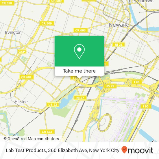 Mapa de Lab Test Products, 360 Elizabeth Ave