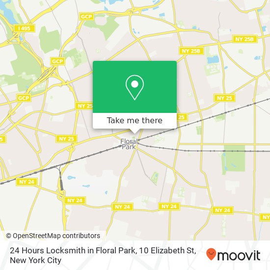 Mapa de 24 Hours Locksmith in Floral Park, 10 Elizabeth St