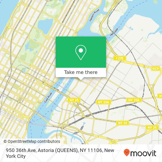 Mapa de 950 36th Ave, Astoria (QUEENS), NY 11106
