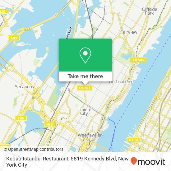 Mapa de Kebab Istanbul Restaurant, 5819 Kennedy Blvd