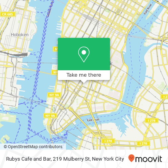 Mapa de Rubys Cafe and Bar, 219 Mulberry St