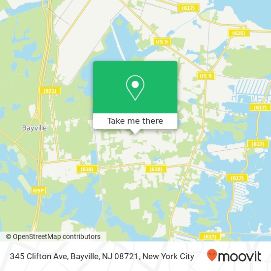 Mapa de 345 Clifton Ave, Bayville, NJ 08721