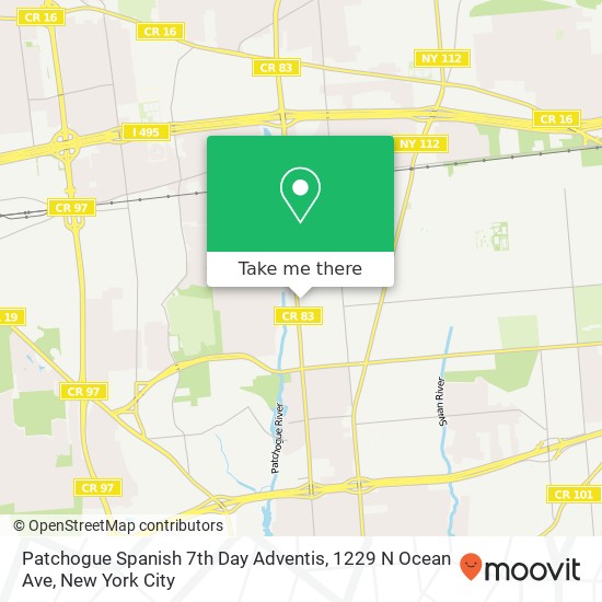 Patchogue Spanish 7th Day Adventis, 1229 N Ocean Ave map
