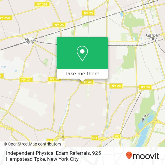 Independent Physical Exam Referrals, 925 Hempstead Tpke map