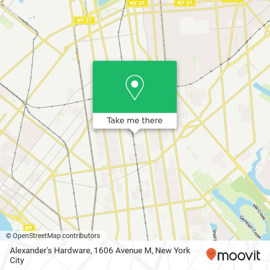 Mapa de Alexander's Hardware, 1606 Avenue M