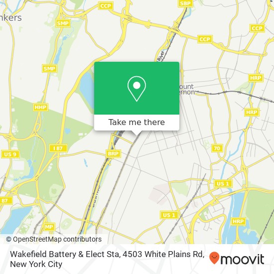 Mapa de Wakefield Battery & Elect Sta, 4503 White Plains Rd