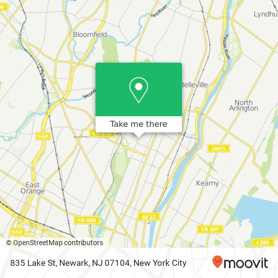 Mapa de 835 Lake St, Newark, NJ 07104