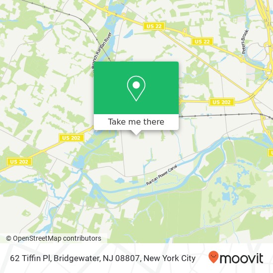 Mapa de 62 Tiffin Pl, Bridgewater, NJ 08807