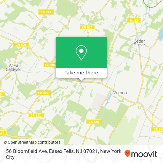 Mapa de 56 Bloomfield Ave, Essex Fells, NJ 07021