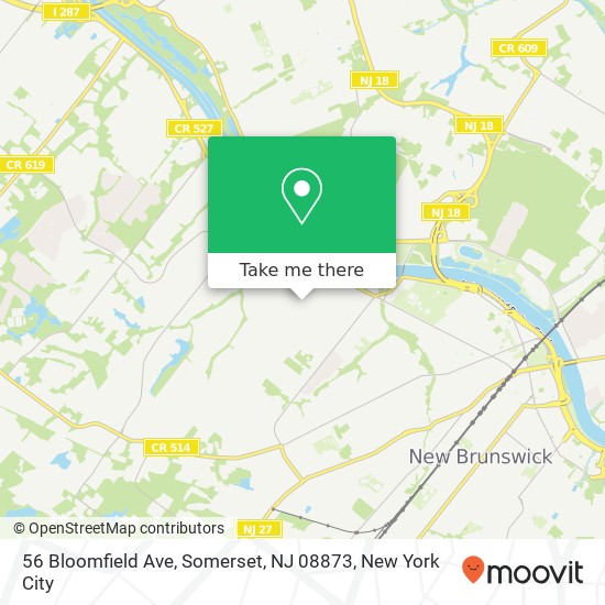 Mapa de 56 Bloomfield Ave, Somerset, NJ 08873