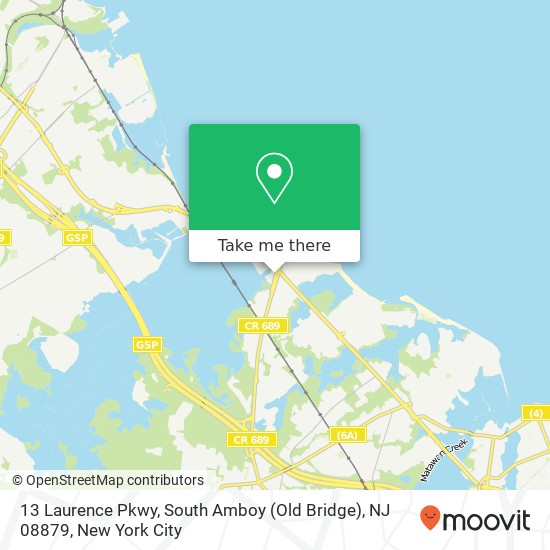 Mapa de 13 Laurence Pkwy, South Amboy (Old Bridge), NJ 08879