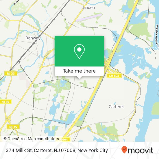 Mapa de 374 Milik St, Carteret, NJ 07008