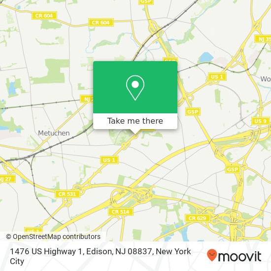 Mapa de 1476 US Highway 1, Edison, NJ 08837