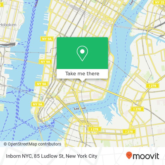 Mapa de Inborn NYC, 85 Ludlow St