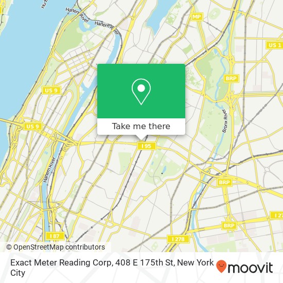 Exact Meter Reading Corp, 408 E 175th St map