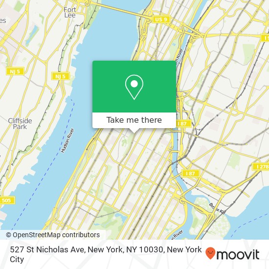 Mapa de 527 St Nicholas Ave, New York, NY 10030