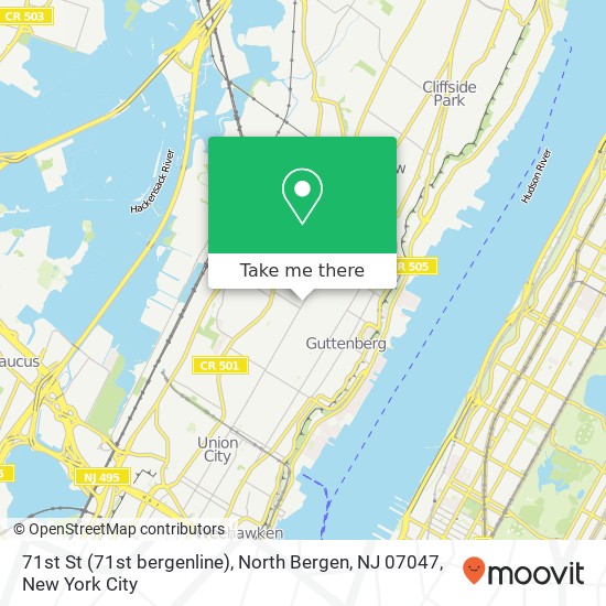 Mapa de 71st St (71st bergenline), North Bergen, NJ 07047