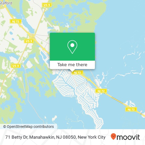 Mapa de 71 Betty Dr, Manahawkin, NJ 08050