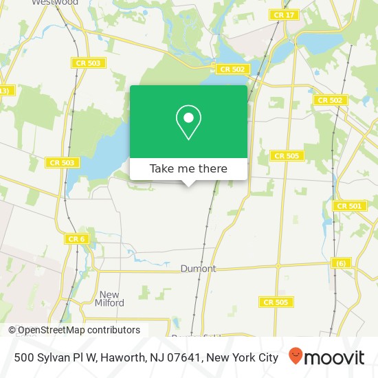 Mapa de 500 Sylvan Pl W, Haworth, NJ 07641