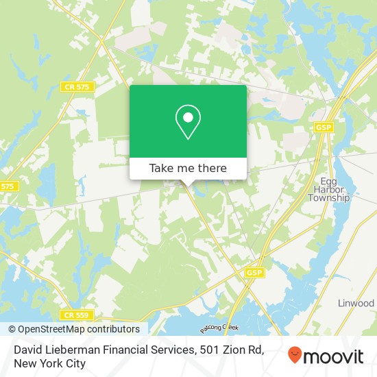 Mapa de David Lieberman Financial Services, 501 Zion Rd