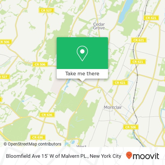 Mapa de Bloomfield Ave 15' W of Malvern PL.