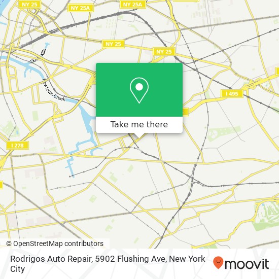 Mapa de Rodrigos Auto Repair, 5902 Flushing Ave