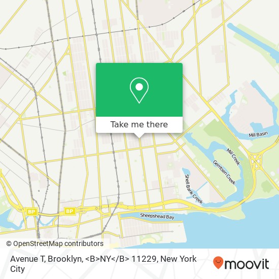 Mapa de Avenue T, Brooklyn, <B>NY< / B> 11229