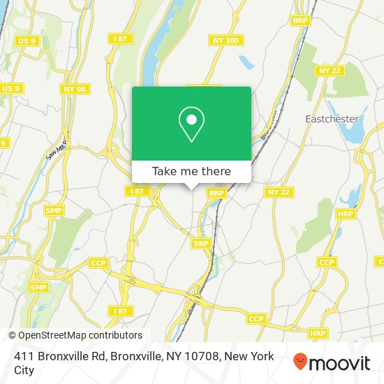 Mapa de 411 Bronxville Rd, Bronxville, NY 10708